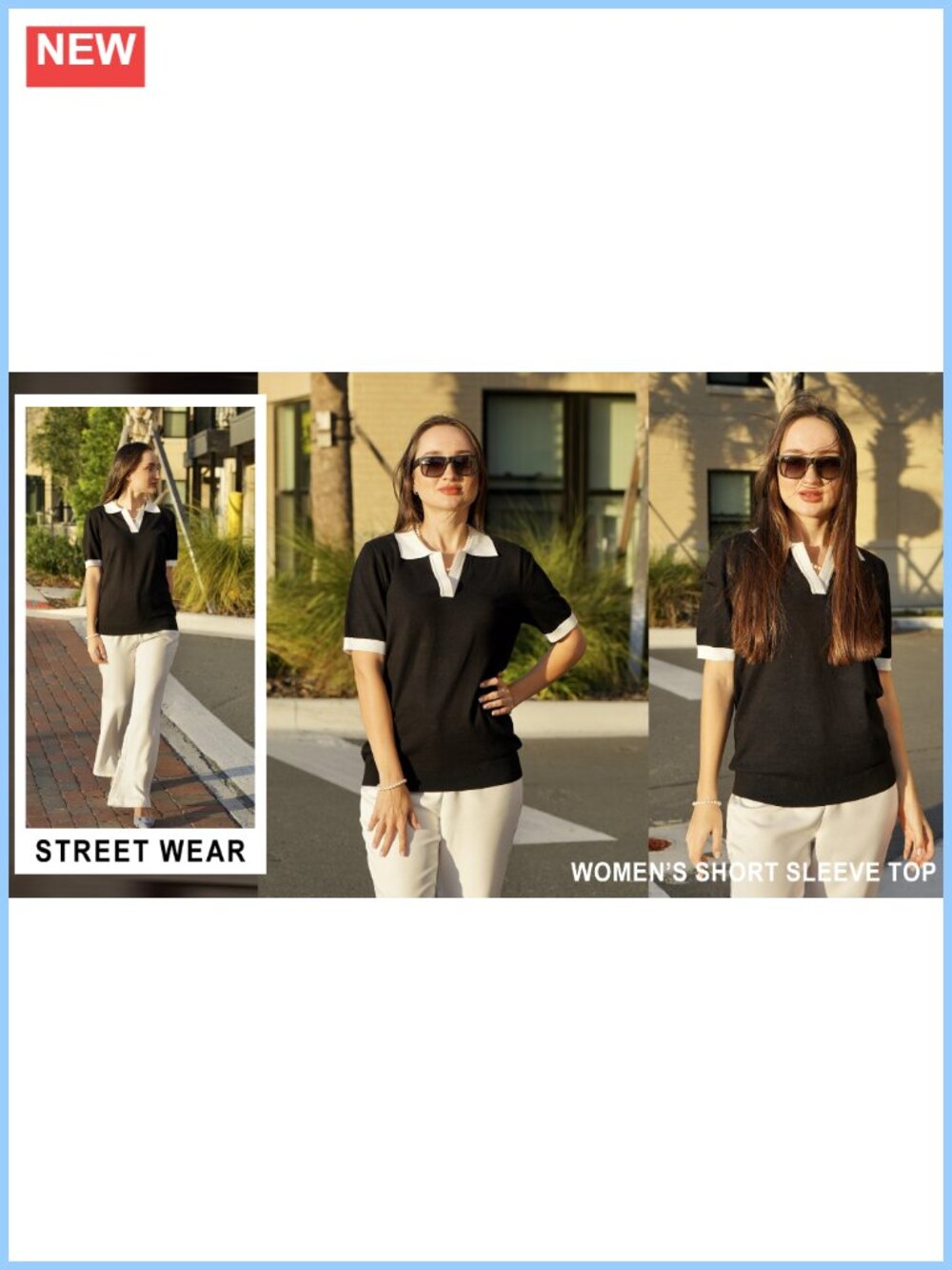 Viscose Knit Polo Sweater Short Sleeve V-Neck Business Casual Pullover Top - Picture 6 of 6